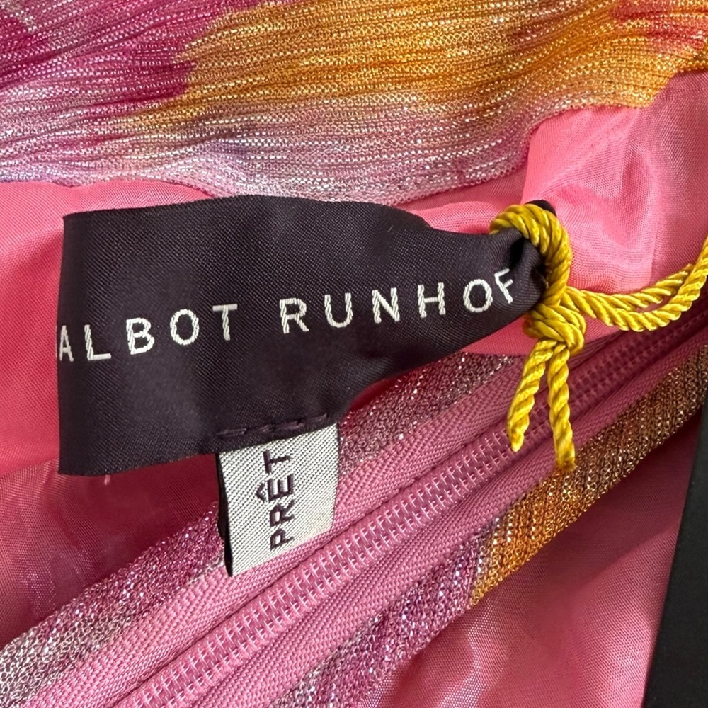 Talbot Runhof NWT Pink Orange Purple Metallic Voile Flower Bouquet Maxi Dress - Picture 7 of 12